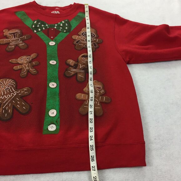 Star Wars Theme Christmas Sweatshirt Size Medium Womens Red Ginger Bread M - Picture 3 of 7